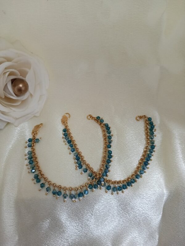 TM004 KIDS GOLD PLATED HANGING SEMI PRECIOUS STONE ANKLE